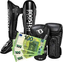 Kickbox-Ausrüstung: Schienbeinschoner und Boxhandschuhe
